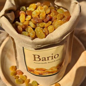 Premium raisins (sundarkhani Kismish) with natural sweetness and packed in hygienic conditions, available at Bario.pk.